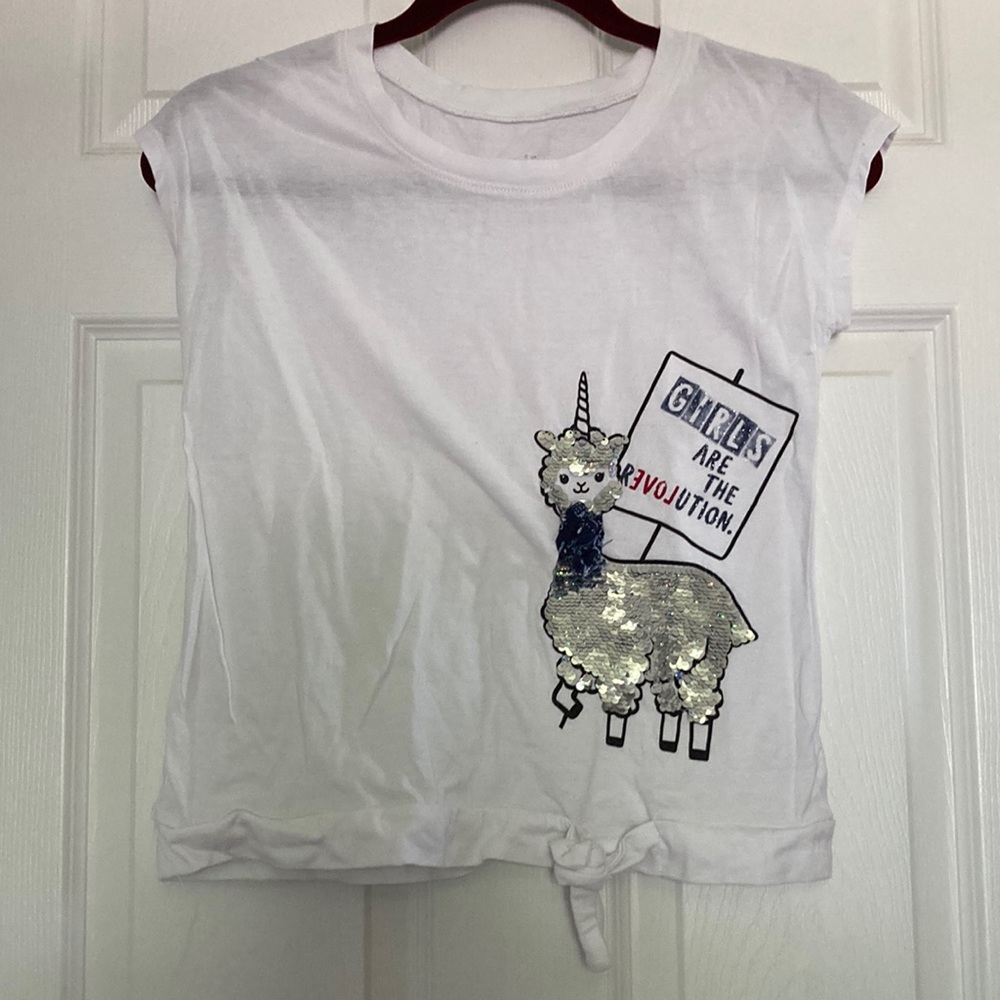 Justice Girls Flip Sequin Llama T-Shirt | Size 12
